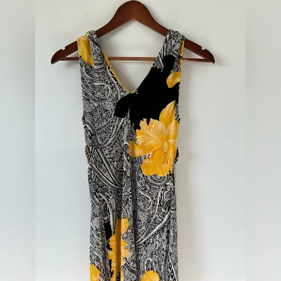 Sky Paisley Silk Sleeveless Dress with V-neckline and Empire Waist Size M - Picture 5 of 15